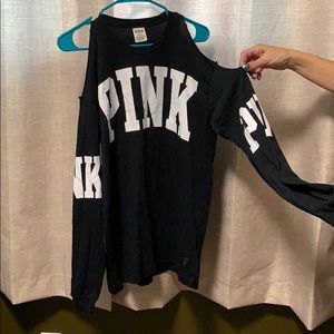 Open shoulder tong sleeve t-shirt